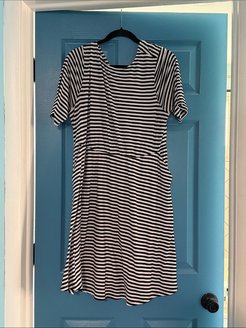 torrid Black & White Striped Short Sleeve Midi Dress